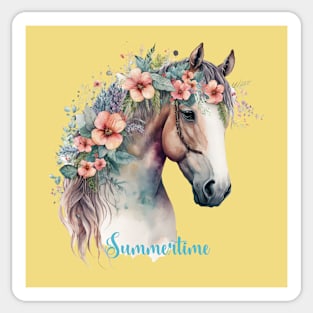 Summertime Horse With Flowers Sticker